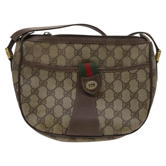 GUCCI GG Supreme Shoulder Bag Pvc Leather Beige Green Red - Picture 2 of 12